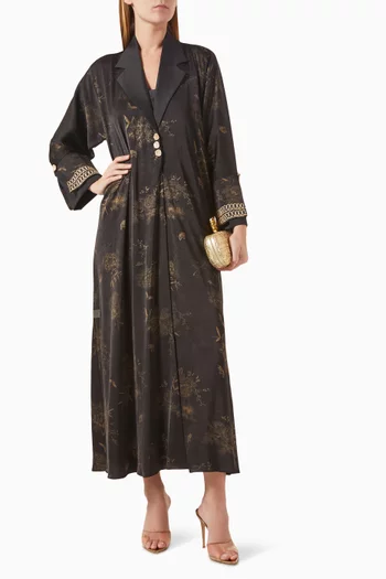 Printed Coat-style Abaya in Jacquard