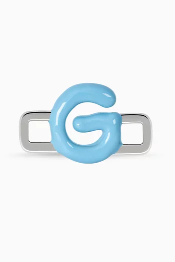 حلية بتصميم حرف H فضة إسترلينية مطلية بالمينا