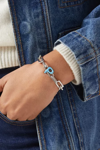 حلية بتصميم حرف H فضة إسترلينية مطلية بالمينا