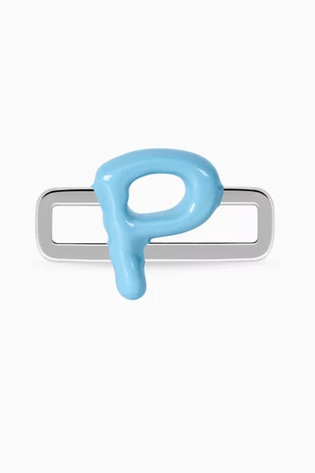 حلية بتصميم حرف H فضة إسترلينية مطلية بالمينا