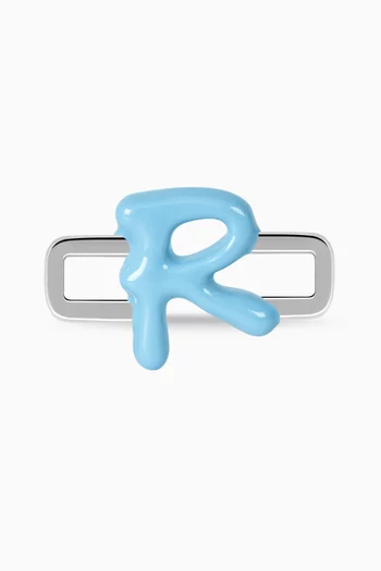 حلية بتصميم حرف H فضة إسترلينية مطلية بالمينا