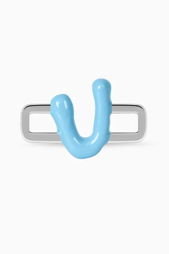 حلية بتصميم حرف H فضة إسترلينية مطلية بالمينا