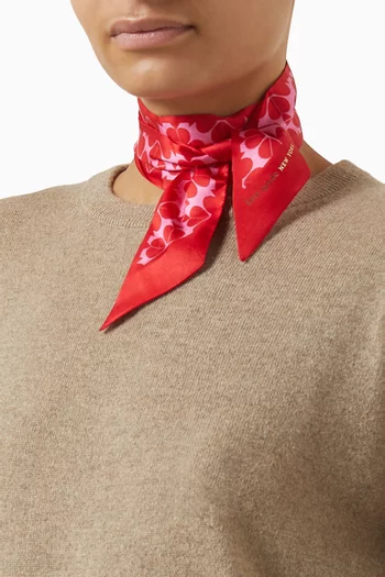 Skinny Spade Flower Scarf in Silk Satin