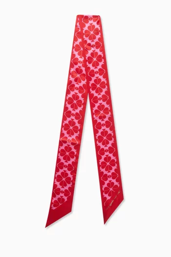 Skinny Spade Flower Scarf in Silk Satin