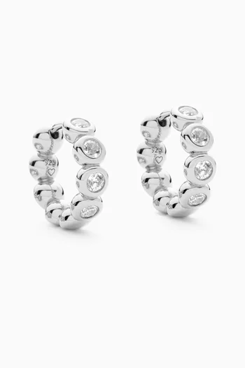 Tennis Small Hoop Earrings in Sterling Silver