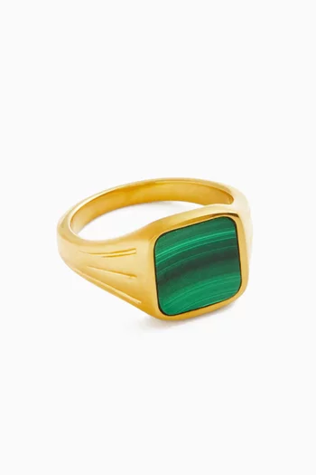 x Lucy Williams Malachite Signet Ring in 18kt Gold Vermeil