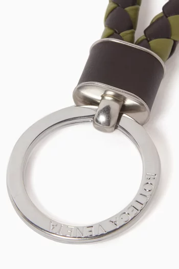 Bicolour Keyring in Intrecciato Leather