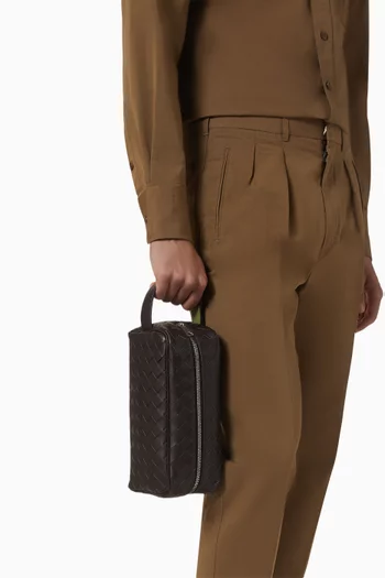 Travel Pouch in Intrecciato Leather