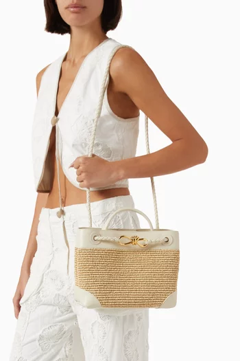 Small Andiamo Tote Bag in Raffia & Leather