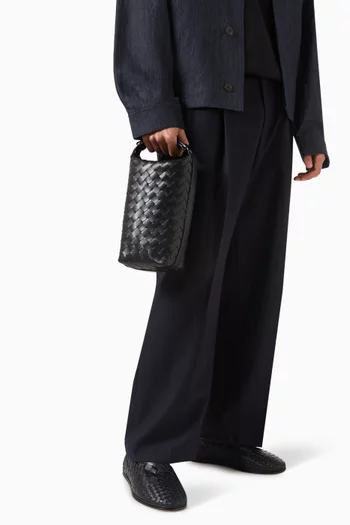 Vertical Wallace Pouch in Intrecciato Leather