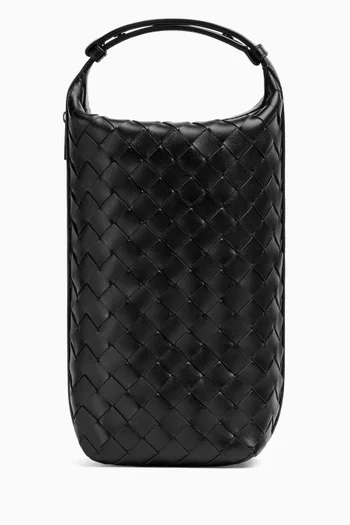 Vertical Wallace Pouch in Intrecciato Leather