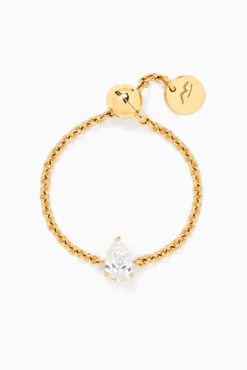 Like A Diamond Adjustable Chain Ring in 18kt Gold