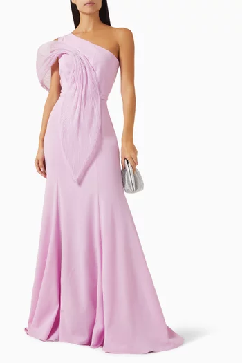 One-shoulder Structured Gown