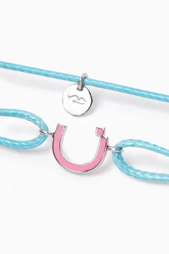 Arabic Initial Letter 'N' Thread Bracelet in 18kt White Gold