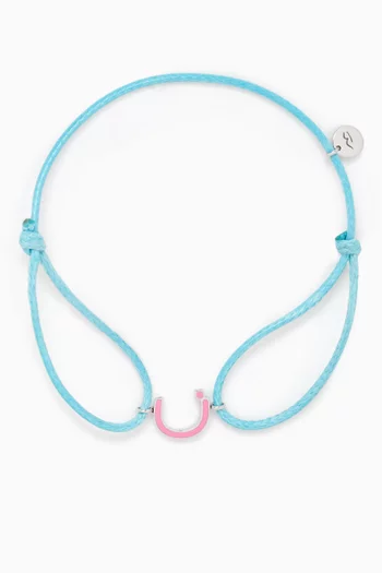 Arabic Initial Letter 'N' Thread Bracelet in 18kt White Gold