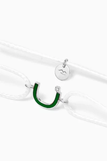 Arabic Initial Letter 'N' Thread Bracelet in 18kt White Gold