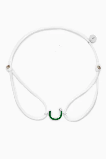 Arabic Initial Letter 'N' Thread Bracelet in 18kt White Gold