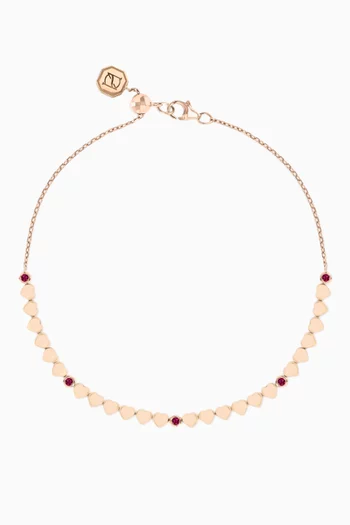 سوار ليت مرصع بياقوت أحمر ذهب وردي عيار 18