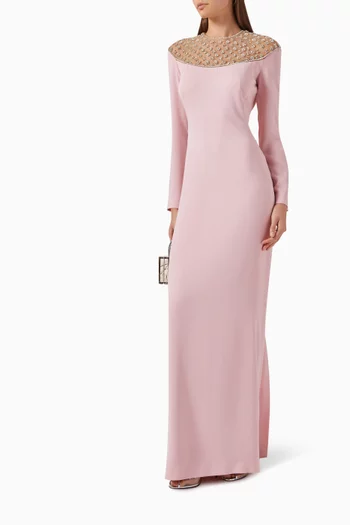 Rasia Crystal-embellished Gown in Crepe