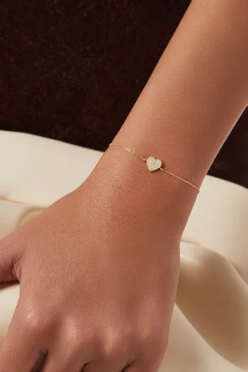 Amirah Diamond Heart Bracelet in 18kt Yellow Gold