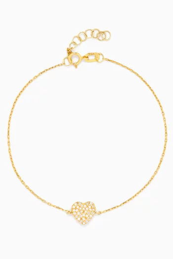 Amirah Diamond Heart Bracelet in 18kt Yellow Gold