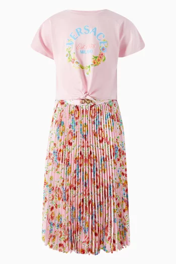 Floral Logo T-shirt in Stretch Jersey