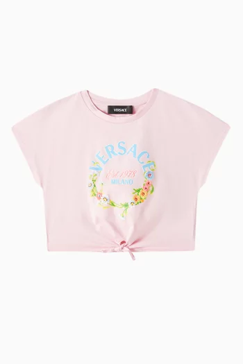 Floral Logo T-shirt in Stretch Jersey