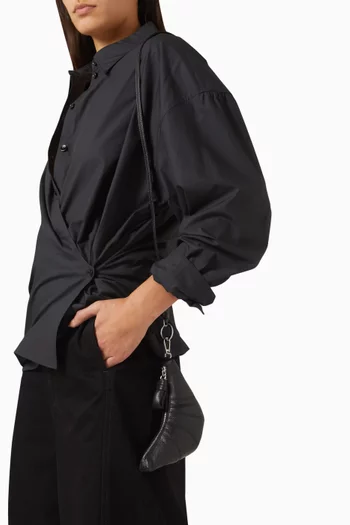 Small Croissant Coin Purse Crossbody Bag in Leather