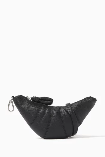 Small Croissant Coin Purse Crossbody Bag in Leather