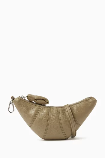 Small Croissant Coin Purse Crossbody Bag in Leather
