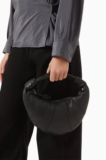 Mini Fortune Croissant Shoulder Bag in Leather