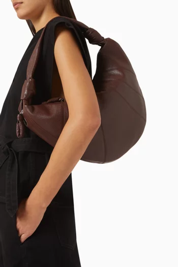 Small Fortune Croissant Shoulder Bag in Leather