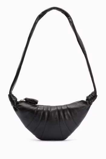 Small Croissant Crossbody Bag in Leather