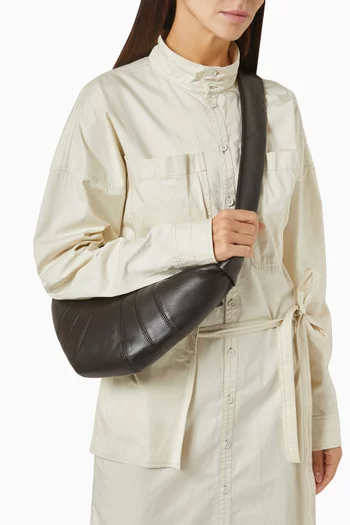 Small Croissant Crossbody Bag in Leather