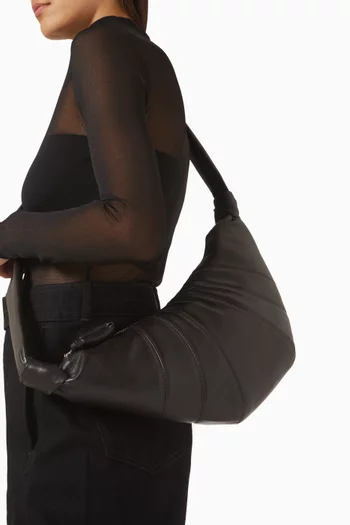 Medium Croissant Crossbody Bag in Leather
