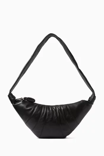 Medium Croissant Crossbody Bag in Leather