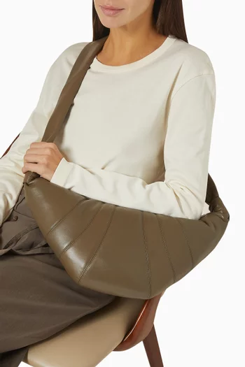 Medium Croissant Crossbody Bag in Leather