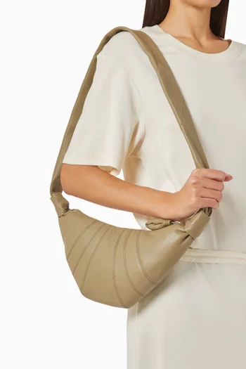 Small Croissant Crossbody Bag in Leather