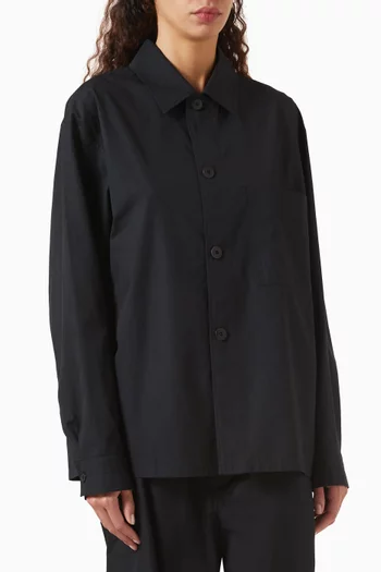 Tailored Pyjama Shirt in Cotton-poplin