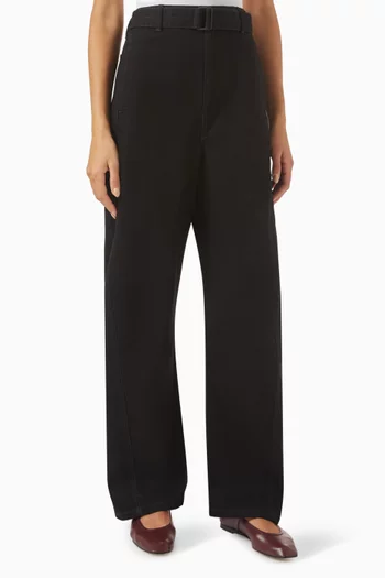 Twisted Belted Pants in Denim