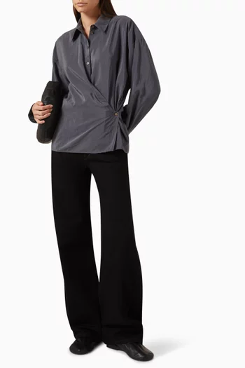 Straight Collar Twisted Shirt in Silk-blend