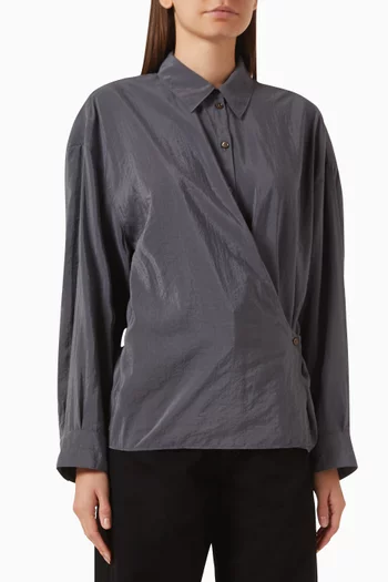 Straight Collar Twisted Shirt in Silk-blend