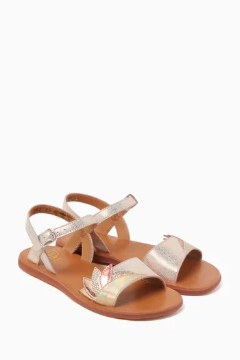 صندل بلاجيت مزين بزهور جلد لامع