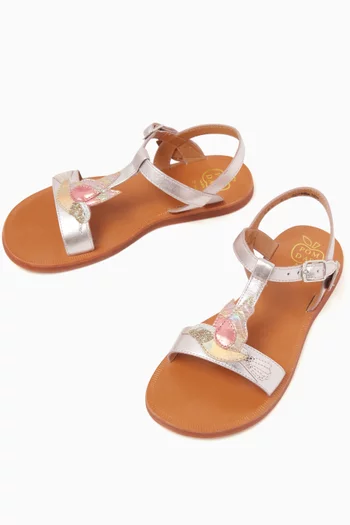 Plagette Hummingbird Sandals in Metallic Leather