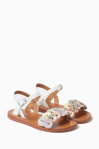 Plagette Floral Sandals in Leather