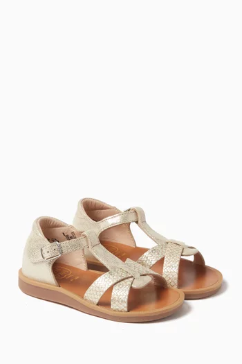 Poppy Xexe Sandals in Metallic Leather