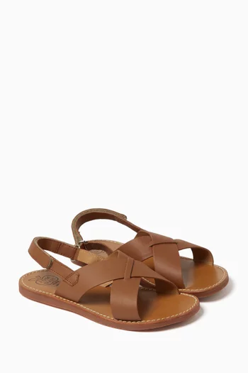 Beach-stitch Cross Sandals in Leather