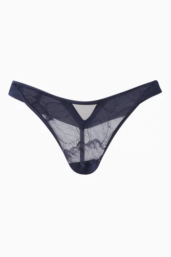 Adorn Thong Briefs in Silk Satin & Tulle