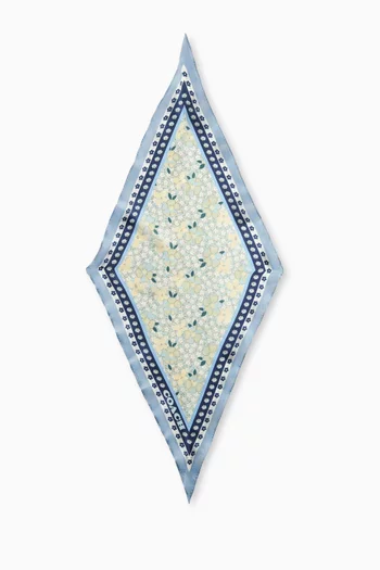 وشاح كلاسيكي بتصميم ماسة بنقشة زهور حرير