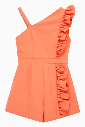 One-shoulder Ruffled Romper
